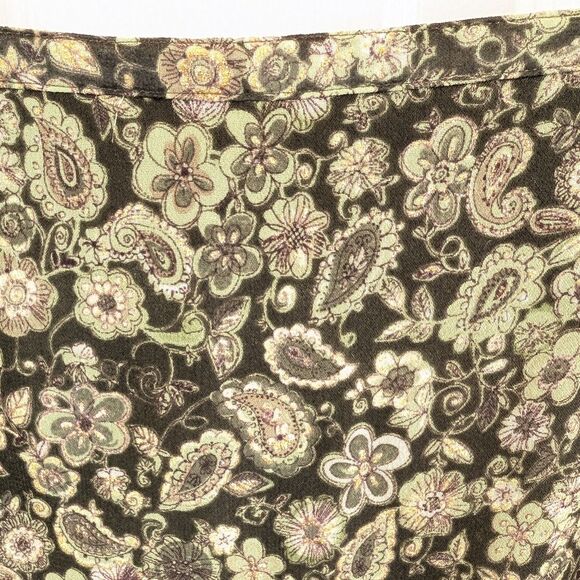 Y2K Fairy Grunge Dark Floral Dress Barn Skirt Green Gold Large - Picture 4 of 11